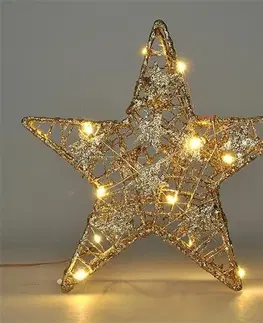 Vánoční dekorace Solight 1v240 Vánoční LED hvězda Glitter 14 LED, teplá bílá, 29 cm