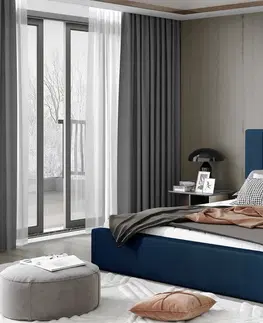 Postele Artelta Manželská postel AUDREY s úložným prostorem | 200 x 200 cm Barva: Modrá / Monolith 77
