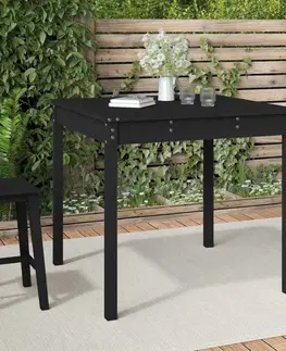 Zahradní stolky Zahradní stůl černý 82,5 x 82,5 x 76 cm masivní borové dřevo