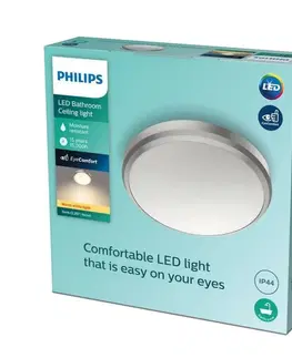 LED stropní svítidla LED Koupelnové stropní přisazené svítidlo Philips DORIS CL257 8718699758820 6W 600lm 2700K IP44 22cm niklové