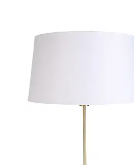 Stojaci lampy Stojací lampa zlatá / mosaz s plátěným odstínem bílá 45 cm - Parte