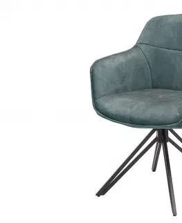 Luxusní jídelní židle Estila Moderní židle Marmol se sametovým potahem petrolejové barvy 82cm