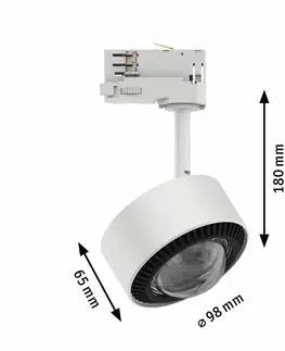Svítidla pro Paulmann 3fázové kolejnice PAULMANN ProRail3 LED lištový spot Aldan 780lm 8,5W 3000K 230V bílá/černá
