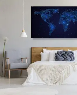 Obrazy na korku Obraz na korku mapa světa s noční oblohou