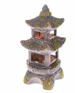 Svícny Keramický svícen na čajovou svíčku Pagoda, 9,5 x 19,5 x 9 cm