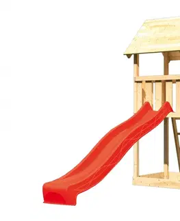 Dětské zahradní domky Dětský domeček se skluzavkou Dekorhome Červená