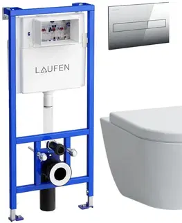 WC sedátka LAUFEN Rámový podomítkový modul CW1 SET s chromovým tlačítkem + WC LAUFEN PRO + SEDÁTKO H8946600000001CR LP3