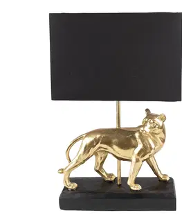 Lampy Stolní lampa zlatý Levhart s černým stínidlem - 30*12*47 cm E27/max 1*18W Clayre & Eef 6LMC0059