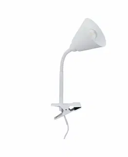 Lampy na noční stolek PAULMANN Svítidlo se skřipcem Vitis Flexarm E14 bílá a šňůrový vypínač 954.31 P 95431