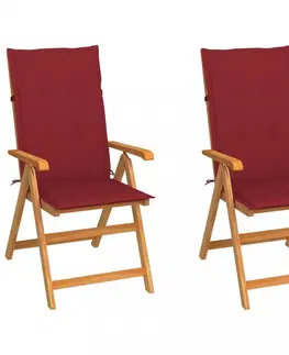 Zahradní židle Zahradní židle 2 ks teak / látka Dekorhome Krémová
