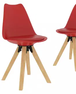 Židle Jídelní židle 2 ks plast / umělá kůže / buk Dekorhome Světle modrá