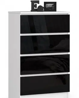 Komody Ak furniture Komoda Kuba 60 cm - 4 šuplíky bílá/černá