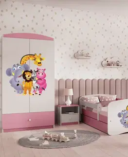 Dětské postýlky Kocot kids Dětská postel Babydreams ZOO růžová, varianta 80x160, se šuplíky, bez matrace