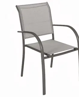 Zahradní židle a křesla DEOKORK Hliníkové křeslo s textílií VALENCIA (šedo-hnědá)