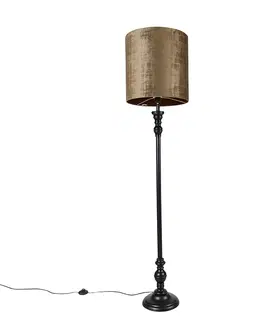 Stojaci lampy Klasická stojací lampa černá s hnědým odstínem 40 cm - Classico