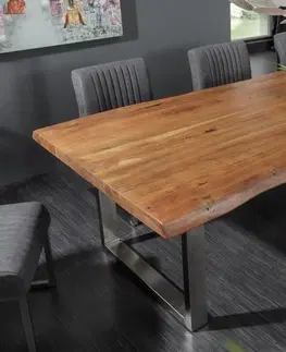 Designové a luxusní jídelní stoly Estila Industriální jídelní stůl Mammut z masivního akáciového dřeva hnědé barvy 300cm
