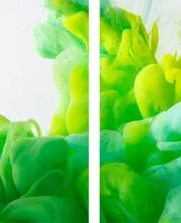 Abstraktní obrazy 5-dílný obraz inkoust v zeleném odstínu