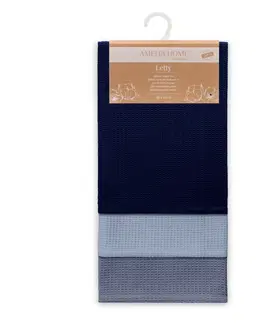 Utěrky AmeliaHome Sada kuchyňských ručníků Letty Waffle - 3 ks modrá, velikost 50x70