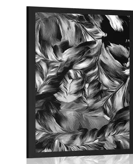 Černobílé Plakát retro tahy květin v černobílém provedení