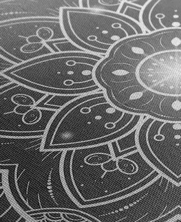 Černobílé obrazy Obraz orientální Mandala v černobílém provedení