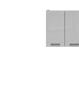 Kuchyňské linky JAMISON, skříňka horní 60 cm, bílá/světle šedý lesk 