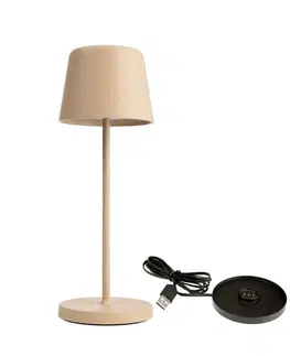 LED stolní lampy Light Impressions Deko-Light nabíjecí svítidlo - sada Canis Mini béžová + nabíjecí základna 620202