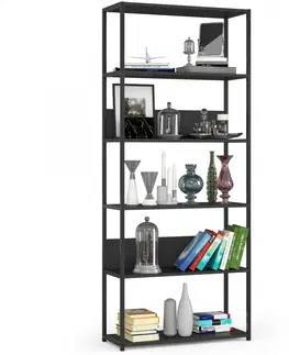 Knihovny Ak furniture Knihovna Loft s kovovým rámem 80 cm černá