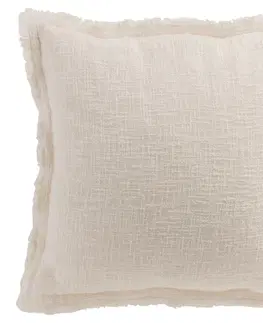 Dekorační polštáře Přírodní krémový tkaný polštář s třásněmi - 45*4*45 cm J-Line by Jolipa 3079