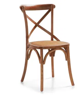 Luxusní jídelní židle Estila Klasická dřevěná židle Star z masivního dřeva s čalouněním 86cm