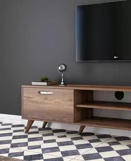 TV stolky Sofahouse Designový TV stolek Einya 180 cm vzor ořech
