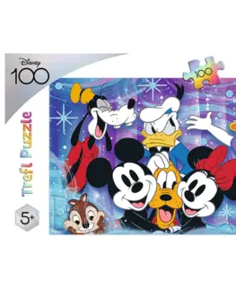 Hračky puzzle TREFL - Puzzle 100 dílků - Ve světě Disney je vesele / Disney 100 Výročí