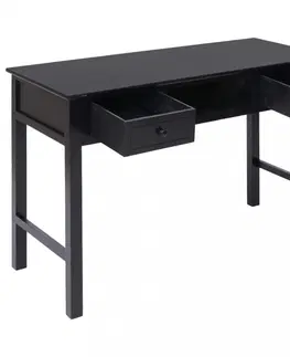 Pracovní stoly Psací stůl se 2 zásuvkami masivní dřevo Dekorhome Černá