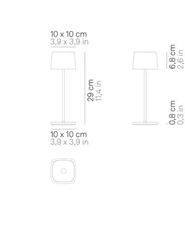 Venkovní osvětlení terasy Zafferano Zafferano Ofelia 3K dobíjecí stolní lampa IP65 corten