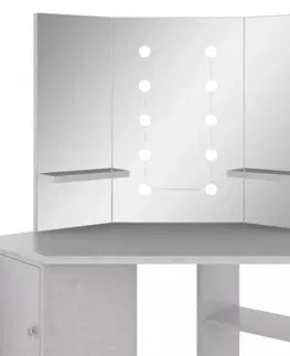 Toaletní Rohový toaletní stolek s LED Dekorhome Černá