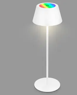Venkovní osvětlení terasy Briloner LED stolní lampa Kiki s dobíjecí baterií RGBW, bílá