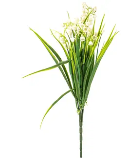 Květiny Umělý svazek konvalinek, Pure bílá, 40 cm