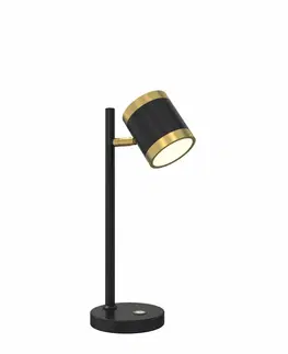 LED stolní lampy WOFI Stolní lampa Toulouse 1x 10W LED 1050lm 3000K černá + zlatá 8003-104S