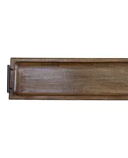 Podnosy a tácy Dlouhý úzký dřevěný servírovací podnos s uchy Tours Tray - 90*20*8 cm Chic Antique 61079600