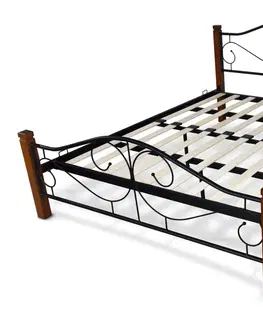 Postele HALMAR Kovová postel Violetta 160x200 dvoulůžko bílá/černá