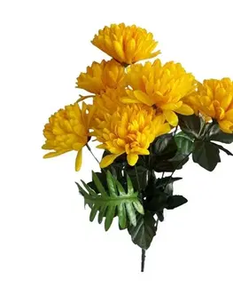 Květiny Umělý svazek Chryzantém, žlutá, výška 58 cm