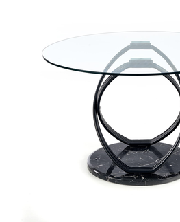 Jídelní stoly Kulatý jídelní stůl BIRINE, čiré sklo/černá