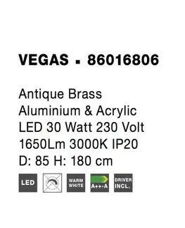 LED lustry a závěsná svítidla Nova Luce Elegantní závěsné LED svítidlo Vegas v luxusním zlatavém designu - 30 W LED, 1650 lm, pr. 850 mm NV 86016806
