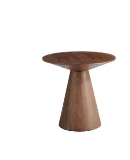 Luxusní a designové příruční stolky Estila Moderní kulatý příruční stolek Vita Naturale ze dřeva hnědý 60cm