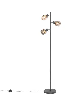 Stojaci lampy Designová stojací lampa černá se zlatým 3-světlem - Noud