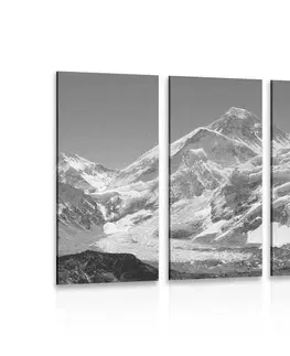 Černobílé obrazy 5-dílný obraz nádherný vrchol hory v černobílém provedení