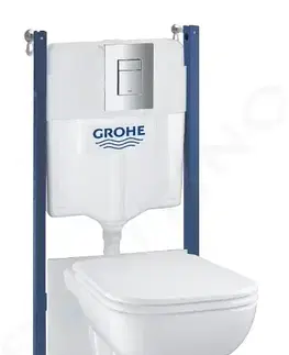 Záchody GROHE Solido Set předstěnové instalace, klozetu Edge Ceramic a sedátka softclose, tlačítko Even, chrom 39816000