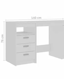 Pracovní stoly Psací stůl se zásuvkami a skříňkou 140x50 cm Dekorhome Dub sonoma / bílá