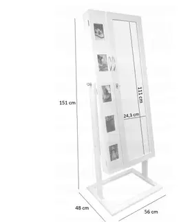 Toaletní stolky Cinque Skříňka na šperky se zrcadlem Bílá 151 x 48 x 56 cm