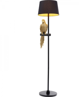 Moderní stojací lampy KARE Design Stojací lampa Animal Parrot - zlatá, 176cm
