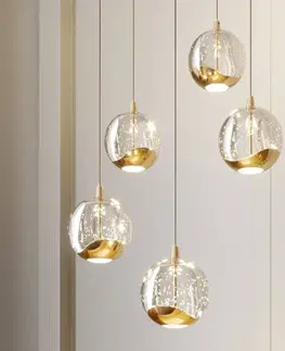 Závěsná světla Lucande LED závěsné světlo Hayley, 5zdrojové, kulaté zlaté